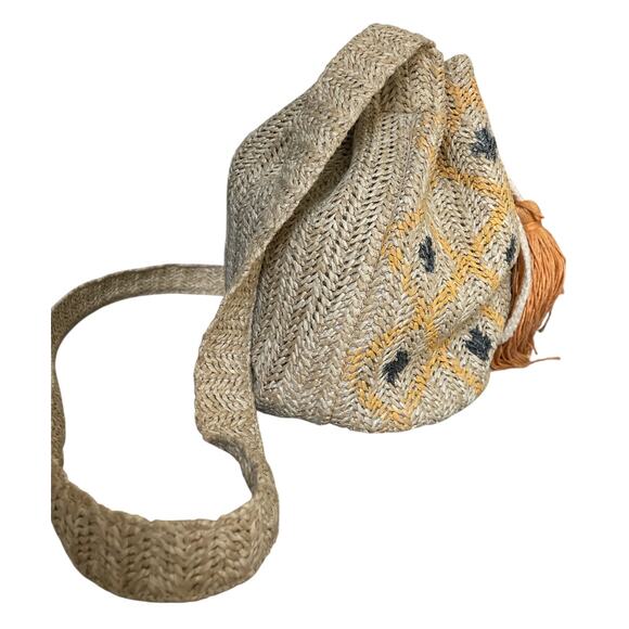 MW Most Wanted Straw Bucket Bag Boho Crossbody - Picture 8 of 16